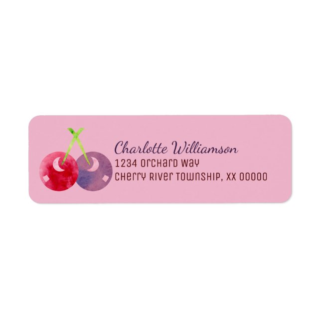 Etiqueta Cherry Watercolor Personalizado (Frente)
