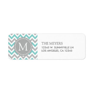 Etiqueta Chevron moderno azul e cinzento do Aqua com