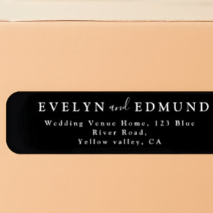 Etiqueta Chic Black and White Weding Return Address (Endere