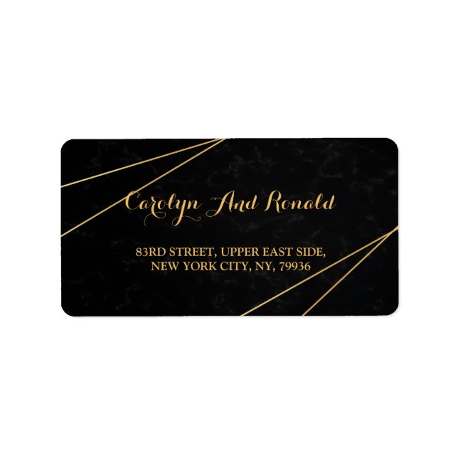 Etiqueta Chic Black & Dourado Quadro geométrico (Frente)