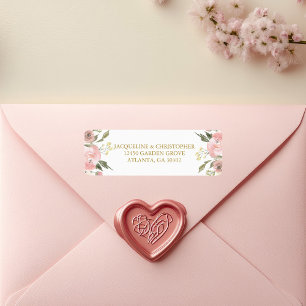 Etiqueta Chic Blush Dourado Floral, Cor-de-rosa, Endereço d