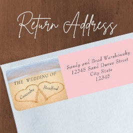 Etiqueta Chic Blush Rosa Casamento na Praia 2 Corações Arei