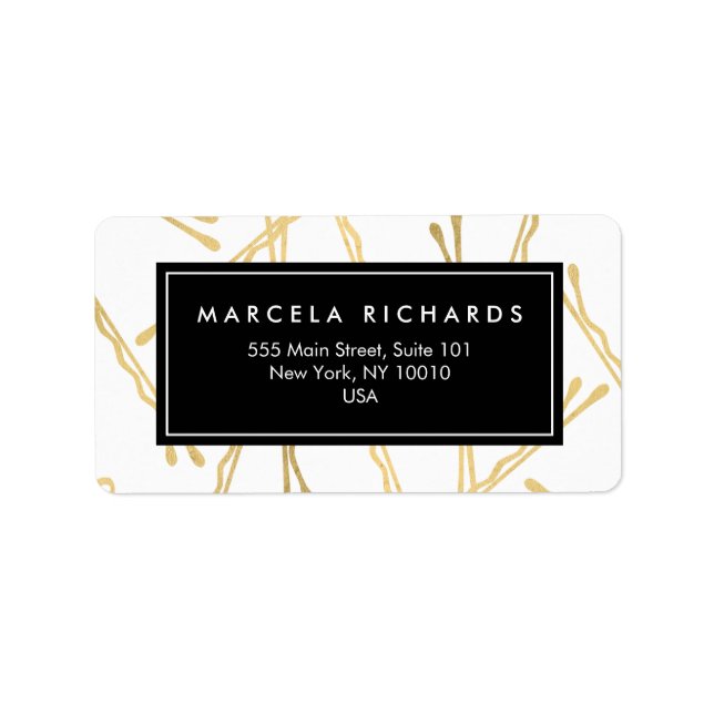 Etiqueta Chic Dourada Bobby Pins Hair Stylist Salon (Frente)