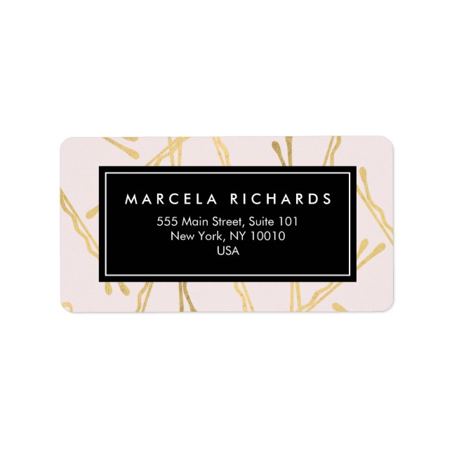 Etiqueta Chic Dourada Bobby Pins Hair Stylist Salon Rosa (Frente)