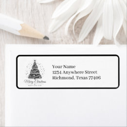 Etiqueta Chic Elegant Black White Christmas  Mail Return
