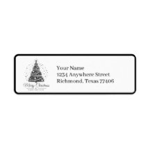 Chic Elegant Black White Christmas  Mail Return