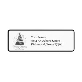 Etiqueta Chic Elegant Black White Christmas  Mail Return