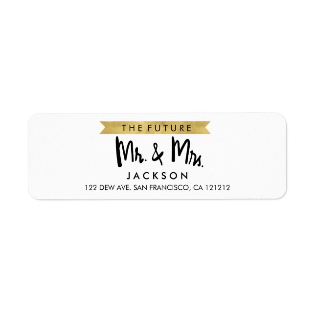 Etiqueta Chic Faux Dourado Future Sr. e Sra. Return Endereç (Frente)