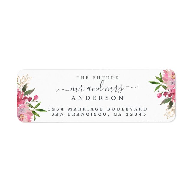 Etiqueta Chic Floral Future Sr. Wedding Return Endereço (Frente)