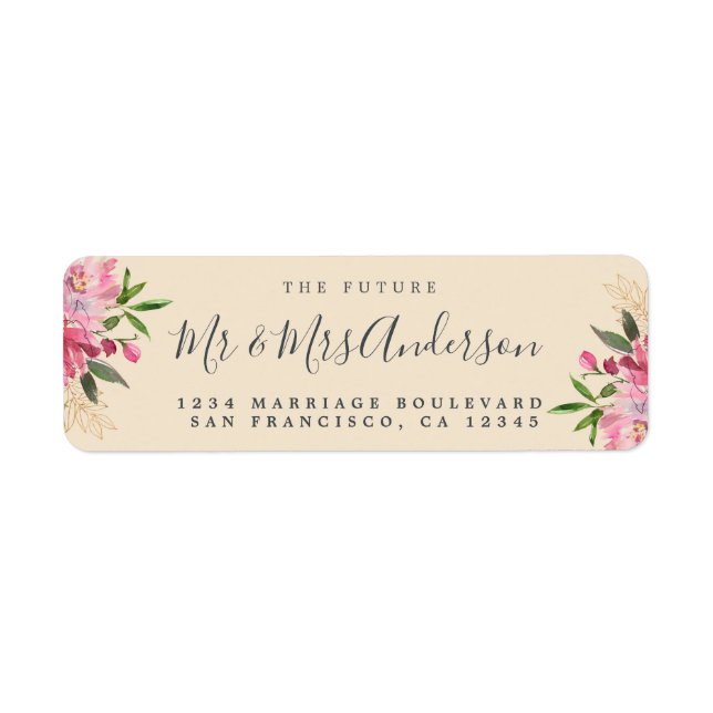 Etiqueta Chic Floral Future Sr. Wedding Return Endereço (Frente)
