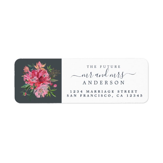 Etiqueta Chic Floral Sr. Monograma Endereço de Devolução de (Frente)