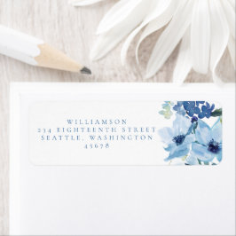 Etiqueta Chic Light Blue Watercolor Floral Return Address
