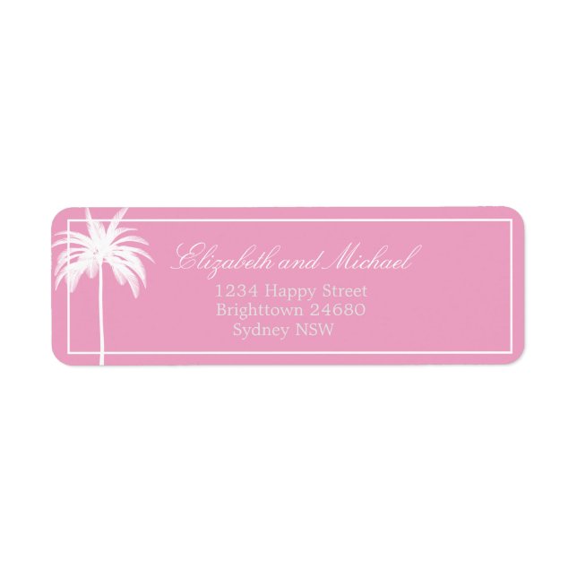 Etiqueta Chic Moderna Elegante Rosa Palm Tree (Frente)