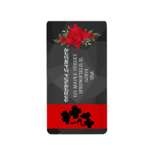 Etiqueta Chic Moderno Elegante de Gradação Floral Vermelha