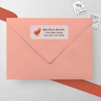 Etiqueta Chic Rosa Dourado Heart Wedding Endereço de Retorn