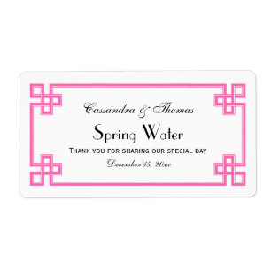 Etiqueta Chic Rosa Quente Chave Grego Quadro H Rótulo da Ga