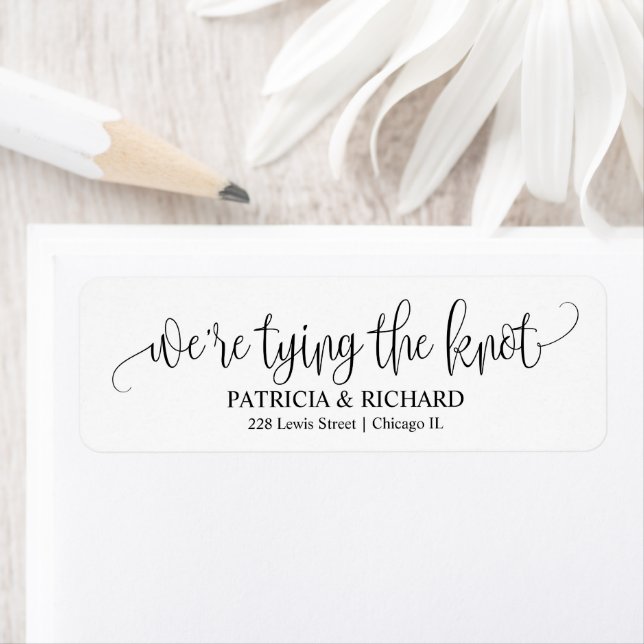 Etiqueta Chic Script Estamos Nos Casando Endereço de Retorn (Insitu)