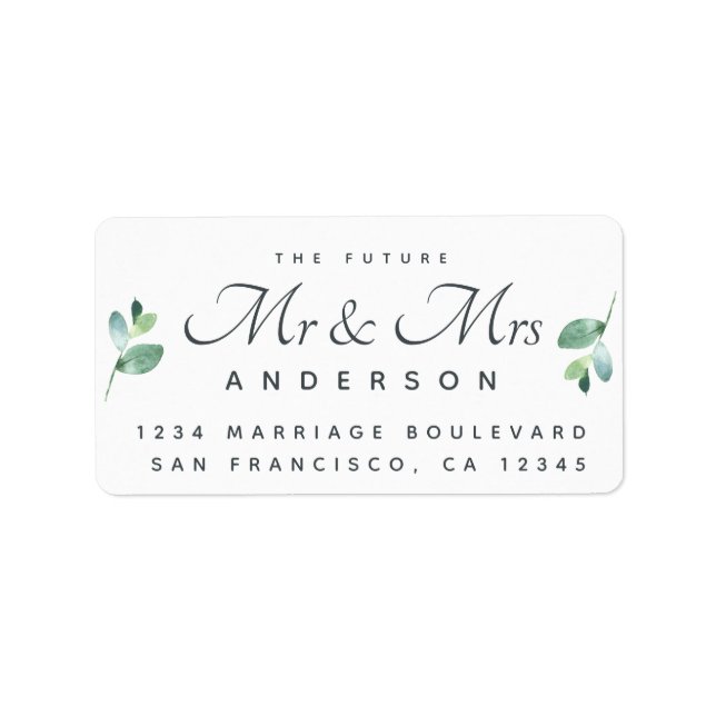Etiqueta Chic Script Foliage Future Mr. (Frente)