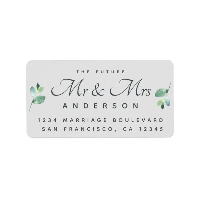 Etiqueta Chic Script Foliage Future Mr. (Frente)