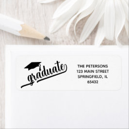 Etiqueta Chic Script Formatura e Boina Preto e Branco