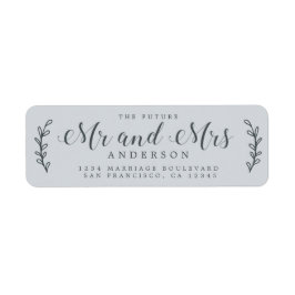 Etiqueta Chic Script Future Mr Mrs Blue Return Address