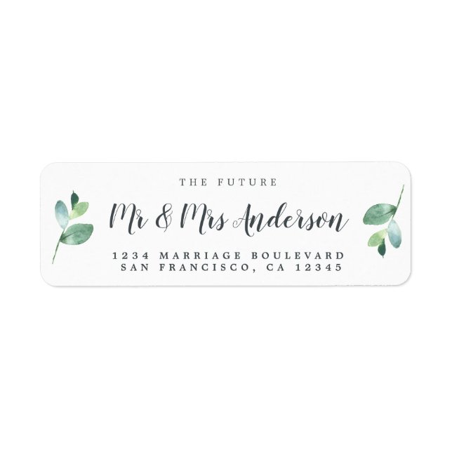 Etiqueta Chic Script Future Sr. Dr. Wedding Return Endereço (Frente)