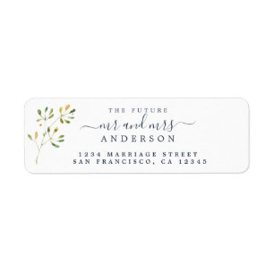 Etiqueta Chic Script Future Sr. Wedding Endereço de Regres