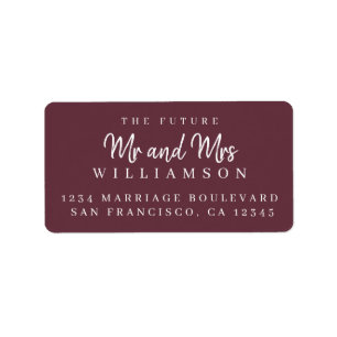Etiqueta Chic Script Future Sr. Wedding Endereço de Regres