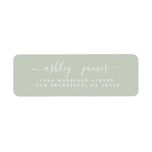 Etiqueta Chic Script Pastel Green Wedding Endereço de Devo