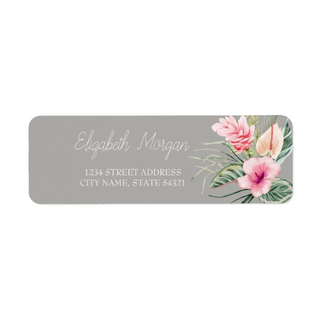 Etiqueta Chic Tropical Flowers Hibiscus  Address Label (Frente)