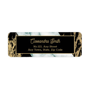 Etiqueta Chic White Marble Gold Foil Paint Texture Birthday