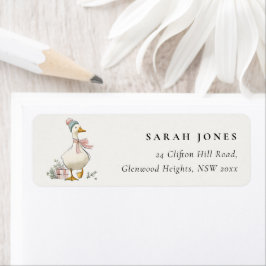 Etiqueta Chic Winter Goose Christmas Holiday Address