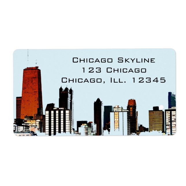 Etiqueta Chicago Skyline (Frente)