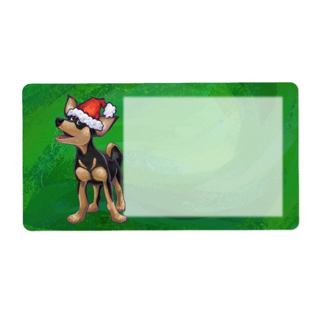 Etiqueta Chihuahua Christmas sobre o verde (Frente)