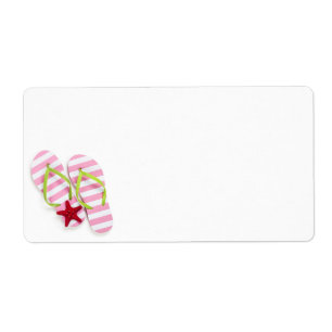 Etiqueta Chinelos do verão com estrela do mar