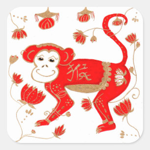 Etiqueta chinesa da astrologia do macaco