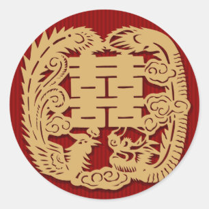 Etiqueta chinesa da felicidade do dobro do