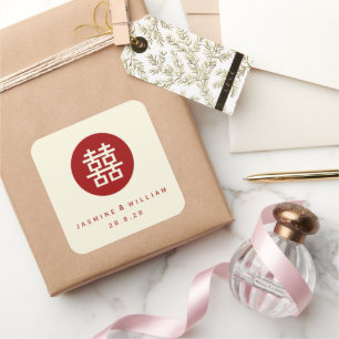 Etiqueta chinesa do casamento da felicidade dobro