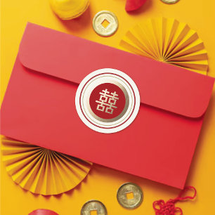 Etiqueta chinesa do casamento da felicidade dobro