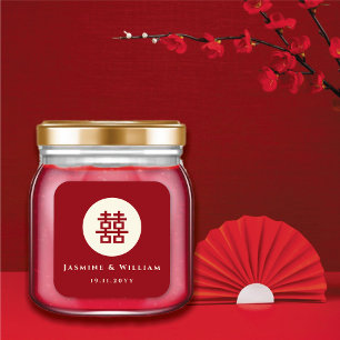 Etiqueta chinesa do casamento da felicidade dobro