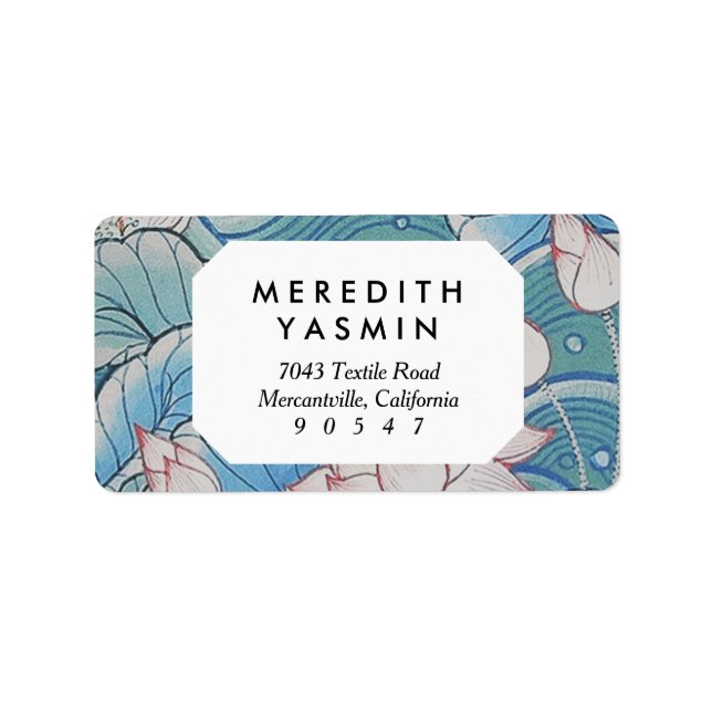 Etiqueta Chinoiserie Pastel Oriental Rosa e Azul Floral (Frente)