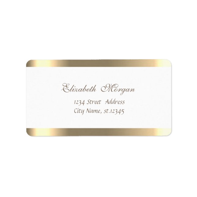 Etiqueta Chique Elegante Simples, Branco, Listrado (Frente)