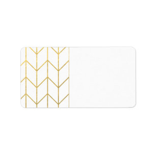 Etiqueta Chique moderno do fundo branco Dourado de Chevron
