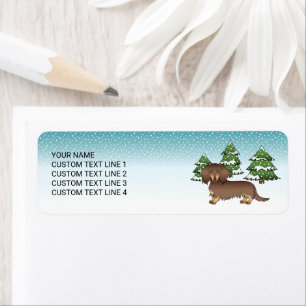 Etiqueta Chocolate e Tan Long Hair Dachshund