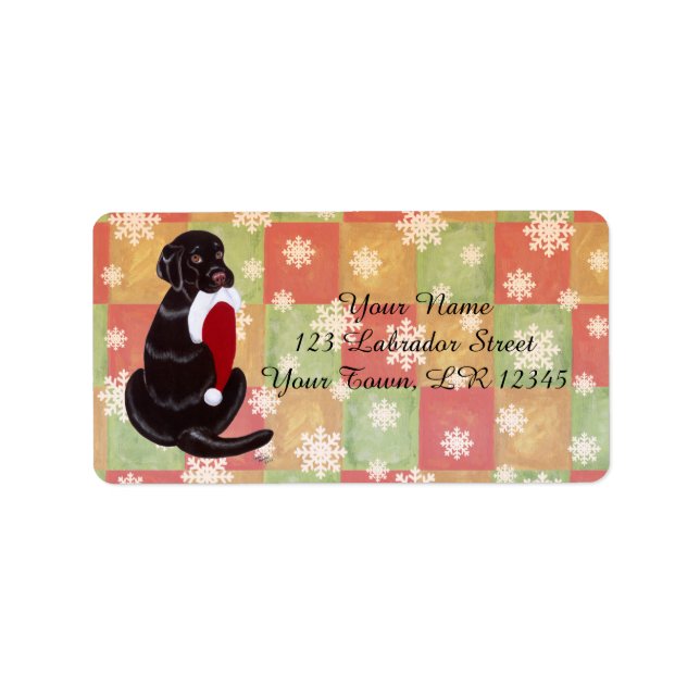 Etiqueta Chocolate Labrador com floco de neve Santa Hat (Frente)