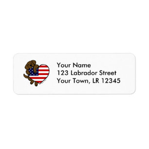 Etiqueta Chocolate Labrador & de bandeira dos E.U. desenhos