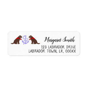 Etiqueta Chocolate Labrador que senta o endereço do