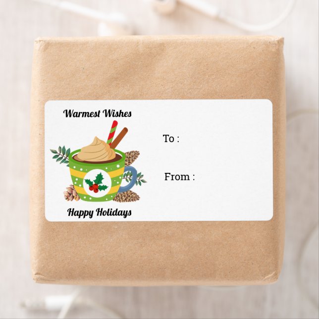 Etiqueta Chocolate Quente de Natal Cacau Verde Branco (Insitu)