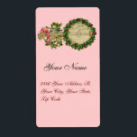 ETIQUETA CHRISTMAS BANJO COM MISTLETOS E HOLLY BERRIES<br><div class="desc">Design de colheita ornamental elegante para etiquetas de presentes.</div>