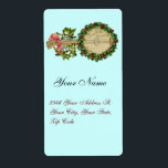 ETIQUETA CHRISTMAS BANJO COM MISTLETOS E HOLLY BERRIES<br><div class="desc">Design de colheita ornamental elegante para etiquetas de presentes.</div>